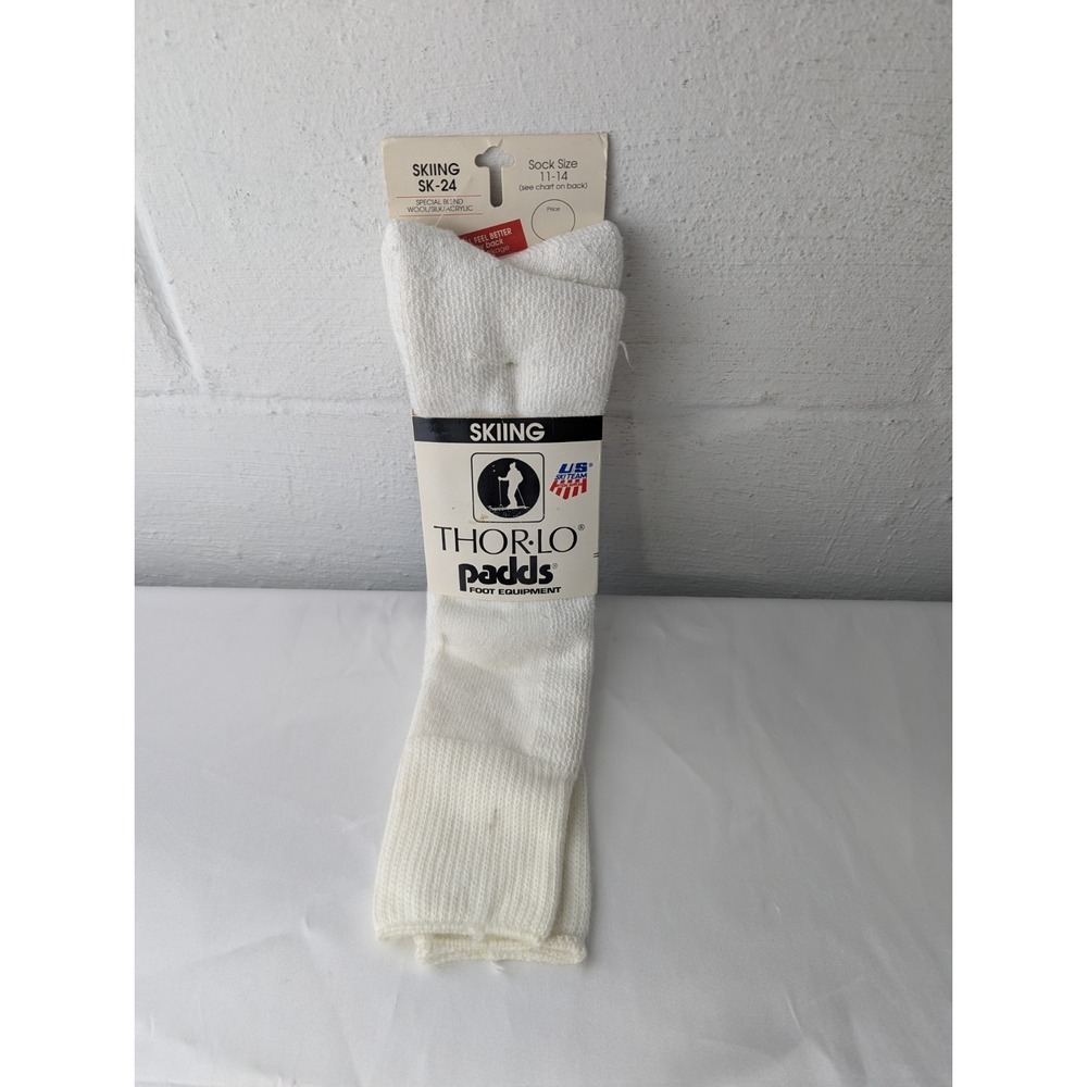 Thorlos Unisex Ski White Heavyweight Over-Calf Socks Padds Mens Size 11-14 NEW U